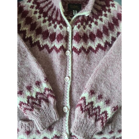Eglis Sheep Farm Fair Isle Pure Virgin Wool Button Down Knit Cardigan Size M - Picture 3 of 7